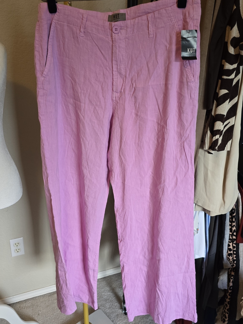 KUT from the Kloth Linen Blend Pink Wide Leg Pants Size 14
